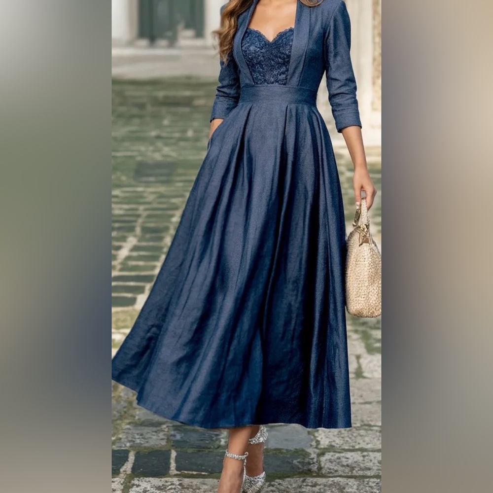 Navy Detail Dress #123